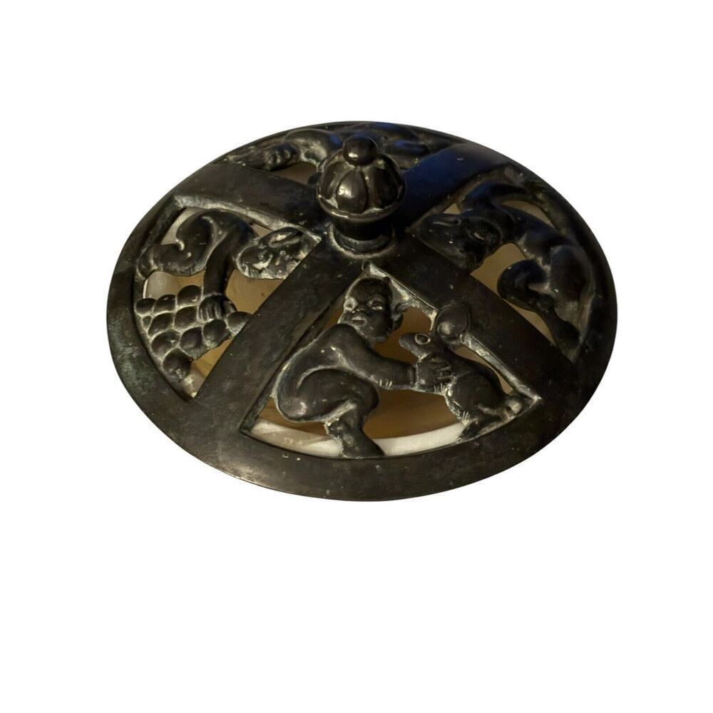 Baby Satyrs Rare Bronze and Alabaster Art Deco Bowl from Denmark